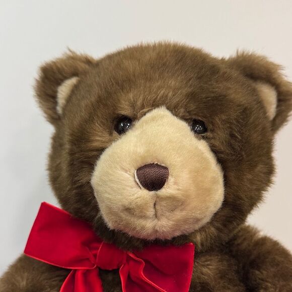 GUND Brown Teddy Bear Plush Red Star Ring Jewelry Holder Bow Stuffed Animal - Picture 2 of 10